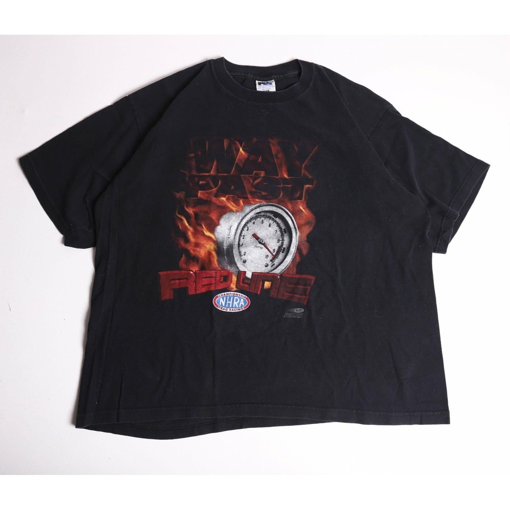 Vintage NHRA Way Past Redline Graphic T-Shirt Mens XXL Black Royal Avalon Racing